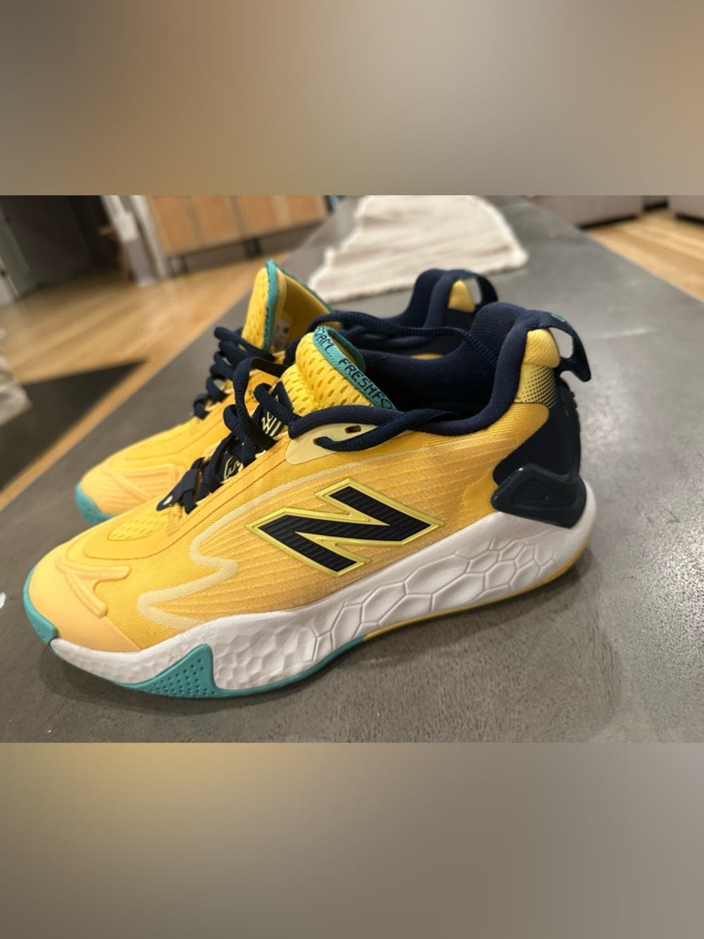 New Balance Yellow and Navy Women's Running Sneakers